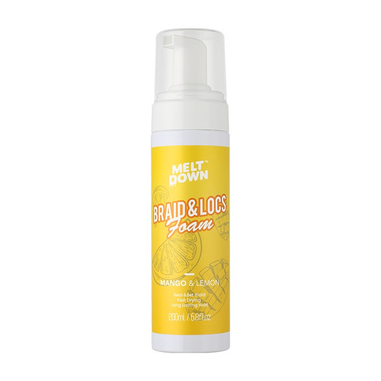 MELT DOWN Braid & Locs Foam – Mango & Lemon | Fast-Drying Braid Mousse